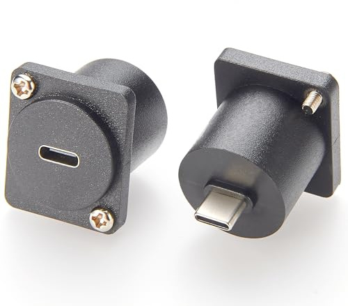 Plinkwirekb D-Type/XLR Montage sur panneau USB 3.1 Type C femelle vers mâle Connecteur traversant 10 Gbit/s USB C vers USB C Adaptateur de montage sur panneau (1 pièce)