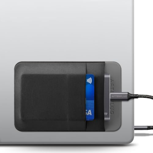 Afterplug 2-Fächer SSD- & Festplattenhalterung für Laptop, mit 3M-Kleber | Selbstklebende Tasche für portable SSDs | 13 x 8,5 cm | Separates Kabelfach | Mit integrierter Sicherungslasche