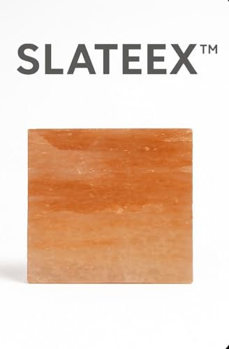 Slateex Doppelpack Himalaya Salzstein 20×20×2,5 cm (je 2,3kg) – Natur-Salzplatte ohne Chemie – Grillstein für Fleisch, Fisch, Gemüse und Desserts – Lebensmittelecht, ideal zum Grillen & Braten