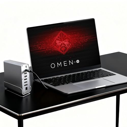 Docking station per computer portatili HP Omen 17 16 15 15t Transcend 14 16 MAX 16 Victus 15 16, USB C 15 in 1 con base rotante a 360°, 2 HDMI 4K e 1 DP, trasferimento porta USB da 10 Gbps, RJ45