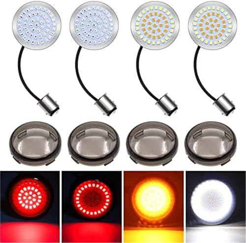 1157 Blinker, Bullet-LED-Glühbirnen vorne und hinten, Rauchglasabdeckungen, Kit, kompatibel, für Harley, für Davidson, Dyna Softail Sportster Touring Street Glide Road Glide Motorrad