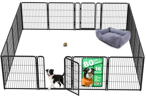 FXW Homeplus Welpenauslauf für Innen, 80 cm, 16-teilig | Entspanntes Spielen, Halboffen, Leichter Aufbau, Schwellenloses Tor, Erweiterbar, Für kleine & mittelgroße Hunde, Patentiert