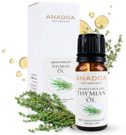 Anadoa Thymianöl 10 ml – 100% naturrein, ätherisches Öl aus Thymus vulgaris | Pflegend, antibakteriell & revitalisierend – Für Haut, Haar & Aromatherapie, vegan & ohne Zusätze