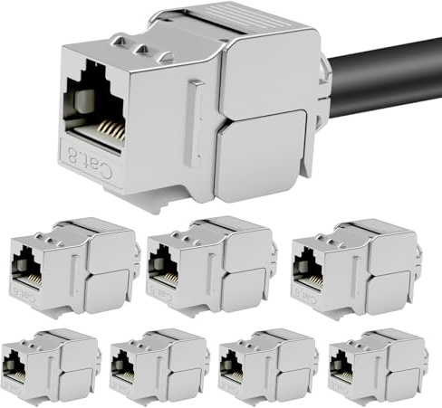 8x CAT 8 Keystone Modul RJ45 Buchse,40 Gbit/s bis 2000 MHz,Werkzeuglose Montage für CAT8/CAT7A/CAT7 Verlegekabel,Vollständig STP-Geschirmt mit Metallgehäuse,Kompatibel mit Patchpanel & Keystone-Dose