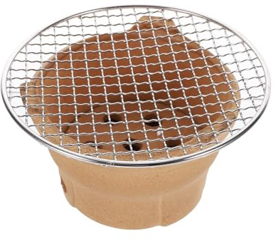 Sosoport Kleiner Holzkohlegrill Tonofen Satz Kompakter Tragbarer Grill und Kochherd aus Ton für Garten Camping und Outdoor Vielseitiger Holzkohleofen zum Grillen und Heizen Zufällige Farbe