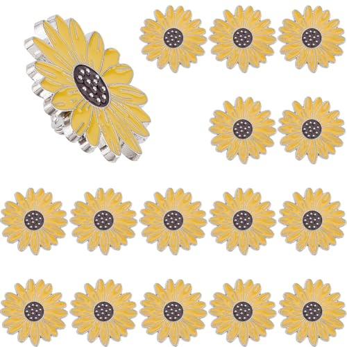 SUPERFINDINGS 16 Broches Tournesol 2.8x2.75cm Épingles Enamel Printemps Plante Bonheur Fidélité Pour Veste Sac à Dos Sac à Main Chemise