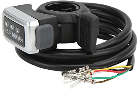 ZDETGU 6 Wire Thumb Throttle with ON/Off Switch and Battery Indicator 22mm Handlebar Fit for Electric Bikes Scooters Speed Control Assembly for Riding (24V)