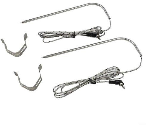 Momfin Sonda di ricambio per carne per griglie Traeger, forni a pellet, in acciaio inox, lettura accurata della temperatura, termometro con sonda in metallo (2 pezzi)