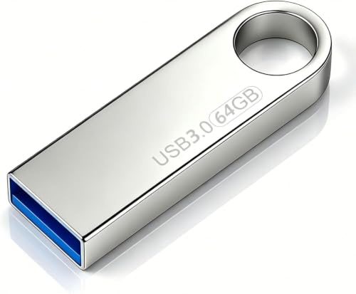 Memoria USB 64GB Pen Drive USB, Pendrive Plateada Resistente, Memoria Flash Portátil, Transferencia Rápida de Datos, para con PC, Estéreo de Automóvil,TV