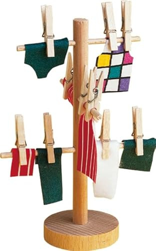Rülke Holzspielzeug 21634 Puppenhauszubehör, holzfaben mit bunten Tüchern