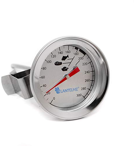 Lantelme Edelstahl Küchenthermometer 300°C zum Braten Frittieren mit Öl und Kochen Backen | Analog Thermometer mit 13cm Sonde und Clip | Friteusenthermometer für Topf und Pfanne