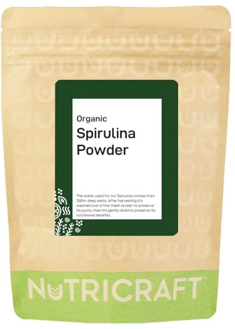 NutriCraft Pure Organic Spirulina Powder - 250g, High Protein, Antioxidant-Rich, Superfood for Smoothies, Juices, and Baked Goods, No Additives or Preservatives, Natural Immune System Booster