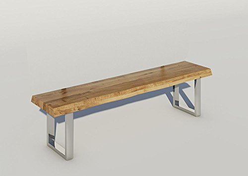moebelstore24 Baumkanten-Sitzbank, Eiche Natur geölt, 180 cm 2567