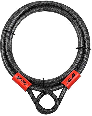 BV Heavy-Duty 15FT Security Cable with Loops - 10mm (3/8 Inch) Cut-Resistant Braided Steel Cable - Versatile & Weatherproof - Security Chain for Padlock, Chain Lock, Wire Lock