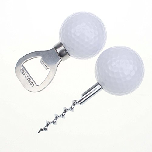 Crestgolf Lot décapsuleur et tire-bouchon en forme de balle de golf, white(wine)+white(beer)