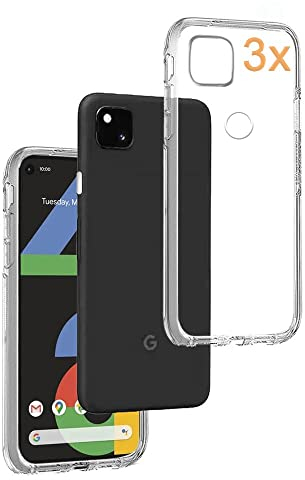 REY Pack 3X Transparent Silikonhülle TPU für Google Pixel 4A 4G, Handyhülle Premium Kratzfest TPU Durchsichtige Schutzhülle, Ultradünne 0,33 mm