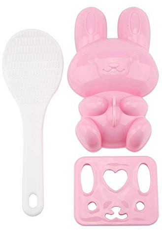 TOPINCN Cartoon kaninchen modell 3 stücke lebensmittelqualität pp cartoon kaninchen modell sushi reisform diy handwerk onigiri machen werkzeug(Pink)