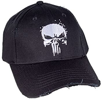 Marvel Comics The Punisher Black Destroyed Baseball Cap
