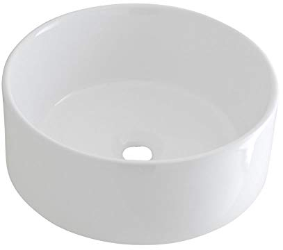 Milano Ballam Modern White Ceramic Round Countertop Bathroom Basin Sink - 400mm