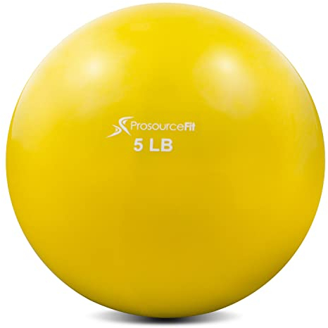 ProsourceFit Weighted Toning Exercise Balls for Pilates, Yoga, Strength Training and Physical Therapy, 2 lb to 8 lb, Color Coded, Gelb