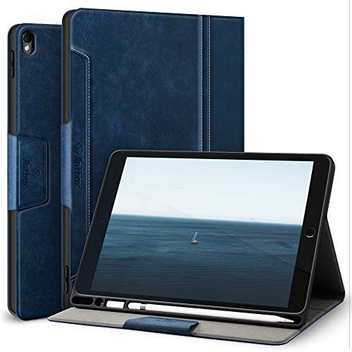 Antbox Case for iPad Pro 10.5 2017 / iPad Air 3 2019 with Built-in Pencil Holder Auto Sleep/Wake Function PU Leather Smart Cover 10.5 Inch (Blue)