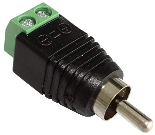 Aerzetix - Set di 2 - Connettore RCA cinch - Spina maschio - Montaggio su cavo tramite morsetti a vite - C43749