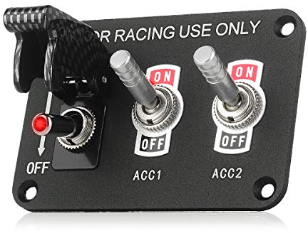 Jtron Car Switch Panel 12V 20A Toggle Switch ON-OFF Aluminum 2 Position Racing Carbon Fiber Quick Cover Boat