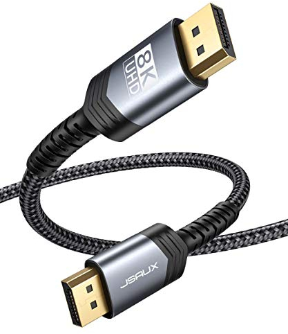 JSAUX 8K DisplayPort Kabel 2M DP 1.4 Kabel [8K@60Hz, 4K@240Hz, 4K@144Hz, 2K@165Hz] DP zu DP Nylon Geflecht Ultra Highspeed DisplayPort Kabel Kompatibel mit Laptop PC TV Beamer Spielmonitor-Grau