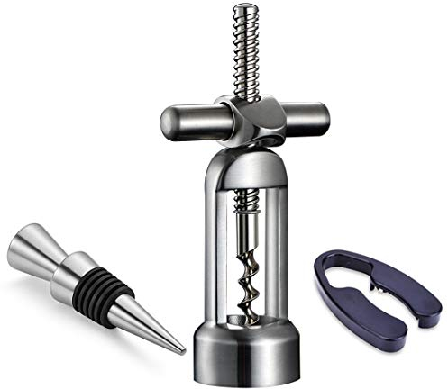 Spiral Flaschenöffner, Edelstahl Kellnermesser, Profi Korkenzieher in Gastronomie Qualität Mit Flaschenöffner, Folienschneider Inkl,Wein-Stopper
