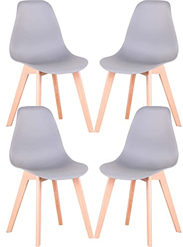 GrandCA HOME Nordica Silla de Comedor Pack 4 Sillas Comedor Madera Moderna para Oficina Cocina (Gris-4 sillas)