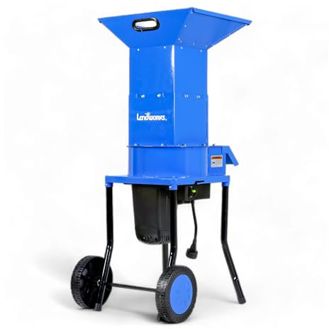 Landworks Leaf Mulcher Shredder Electric Green and Waste Management Heavy Duty 120V AC 11 Inch Cutting Blade .5 Inch Cutting Capacity for Leaves, Grass, & Clippings