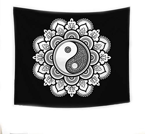 KnSam Wandteppiche Wandtuch Yin Yang Hippie Mandala 100X75 cm Wandteppich Dekoration