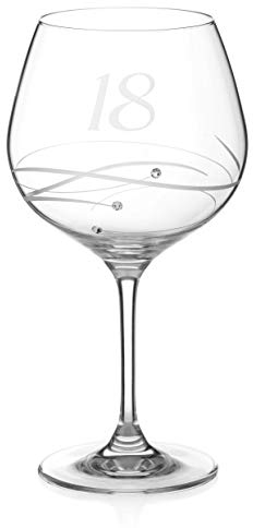 DIAMANTE Swarovski 18th Birthday Gin Copa Glass – Single Crystal Gin Balloon Glass with a Hand Etched “18” - Embellished with Swarovski Crystals