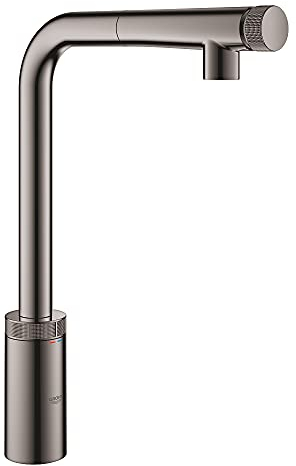 GROHE SPT-Batterie Minta Smart Control 31613 L-Ausl. azb. Spülbr. hard graphite, 31613A00