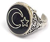 YSN Home Collection Ring für Herren 'Mond mit Stern' Ay Yildiz Türkisch Türkei - verstellbare Größe