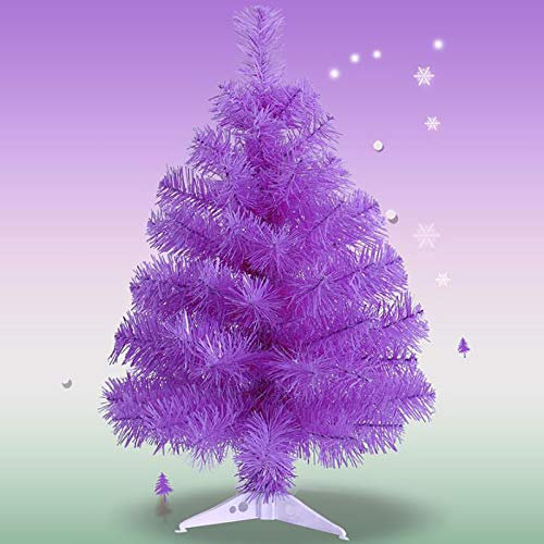 ZZFF 2 Piedi Viola Piccolo Albero di Natale,Multicolore Albero di Natale Artificiale,PVC Abete,Leggero Tavolo Albero di Natale con Stand per Un Posto Piccolo Arredamento Vacanza-Viola 60cm/ 2ft