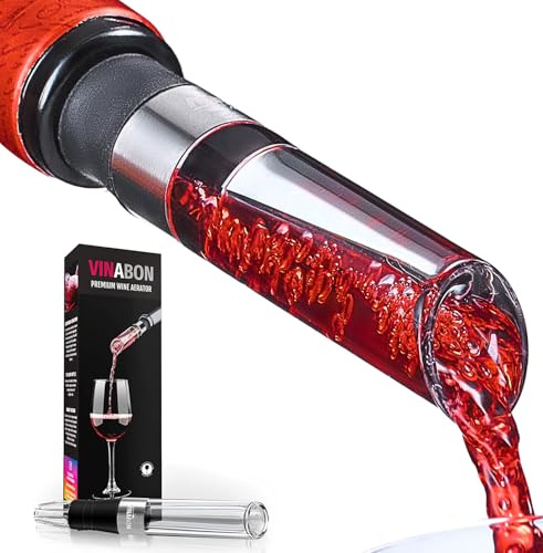 VINABON Wine Aerator - Improved 2026 Wine Aerating Pourer and Wine Air Aerator Decanter Spout for Enhanced Wine Flavor and Bouquet, Includes WineGuide Ebook