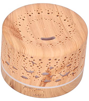 01 02 015 Aroma Diffuser, 700ml Wood Grain Humidifier Remote Control Intelligent Aroma Diffuser Bluetooth Speaker with Night Light for Home Office Car(UK Plug)