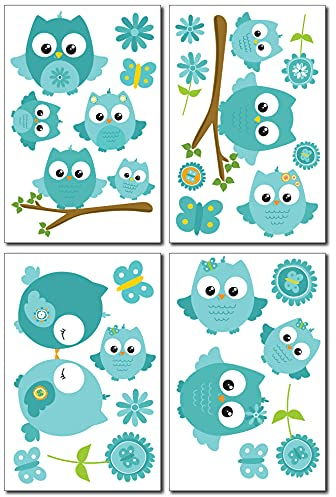 Samunshi® Wandtattoo Türkise Baby Eulen Set Wandbilder Kinderzimmer Deko Junge Wandtattoo Kinderzimmer Mädchen Wandsticker Kinderzimmer