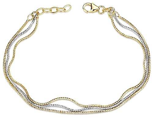 MATERIA by Matthias Wagner Feines Damen Armband Gold - 925 Silber Armkette bicolor 17,5-18cm SA-128