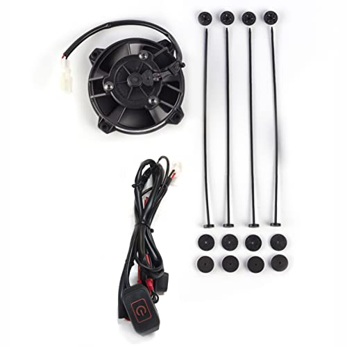 EXED® Parts – Ventola di raffreddamento originale SPAL radiatore e kit di montaggio – Sistema di montaggio universale Revotec e interruttore on/off LED impermeabile – per tutte le moto da cross a 2 e