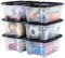 Iris Ohyama Storage Boxes with Lids, 15L, Set of 6, Clear, Secure Buckles, Stackable, Pull-Handles, For Bedroom, Closet, Office, Organisation, BPA Free Plastic, Clothes Tote, NTB-15