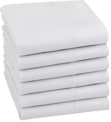 HOULIFE Herren Taschentücher - Stofftaschentücher Damen, Einfarbige Taschentücher Stoff aus Reiner 60S Baumwolle für Alltagsgebrauch Hochzeit, 40x40cm/16x16’’ (Weiß, 6 Stücke)