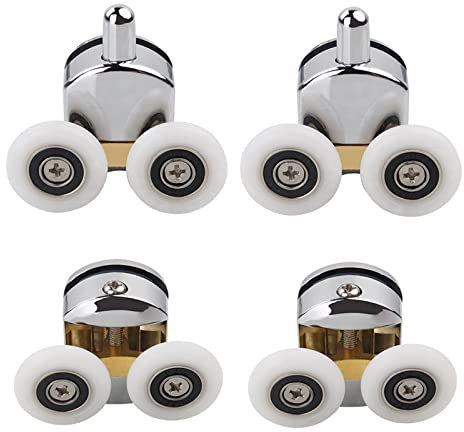 FUYIOCN Shower Door Rollers,Set of 4 Twin Shower Door Rollers for Curved Doors 23mm Wheel Diameter Top Bottom Bathroom Accessory