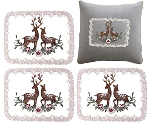 Bemvp Weihnachts-Rentier-stickpatch 4pcs Halbtransparente Hirschmuster Pathces DIY Weihnachtsfestigen Applikationen