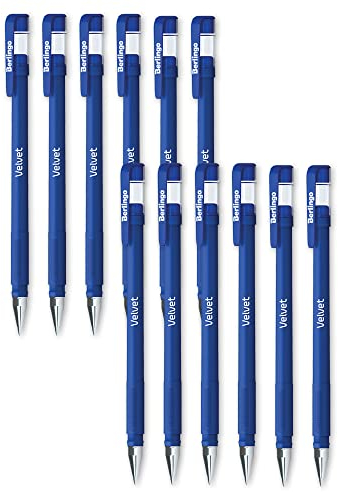 Berlingo Gelstifte Set, Kugelschreiber, 12 Stück, mit Kappe, Blau, 0,5 mm Strichbreite, für das Büro, das Home Office oder die Schule und Uni, Serie Velvet