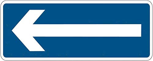 UNI - Freccia direzionale SFONDO BLU - CARTELLO SEGNALETICO ISO 7010 in Adesivo Resistente, Pannello in Forex o Pannello In Alluminio (PANNELLO IN ALLUMINIO 30X12 CM)