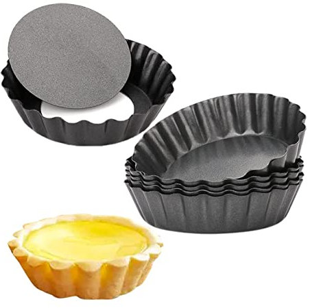 Doumneou 6 Pcs Egg Tart, 3Inch Mini Tart Pans Removable Bottom, Cupcake Cake Muffin Mold Tin Baking Tool