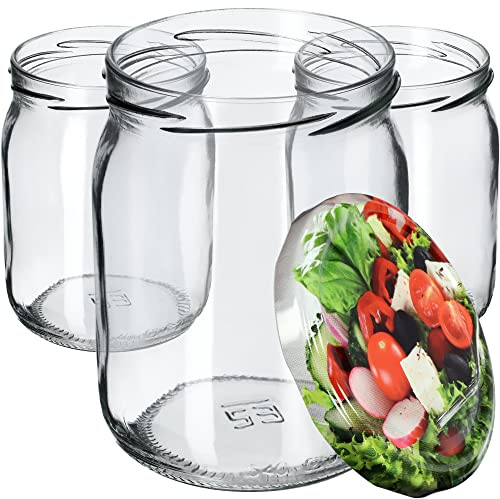 KADAX 48st Einmachgläser 540ml mit Schraubdeckel fi82 mm für Einlegen, Einmachen, Konservieren und Mahlzeitenvorbereitung - Luftdichte Twist-off Gläser (Vege, 48 St.)