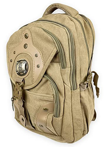 kennydoo großer Rucksack von Babyfish/Damen und Herren Canvas Backpack/Laptopfach (beige camel)